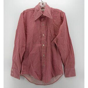 VINTAGE Montgomery Ward Shirt Small 70s Disco Geometric Dagger Collar *